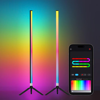 Lámpara de Pie LED RGB 3000K, Lámpara de Pie Inteligente con Control Remoto por Aplicación Bluetooth, Sincronización de Música, Más de 300 Efectos