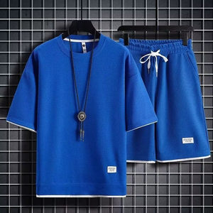 Conjunto de 2 Piezas para Hombre, Verano, Sólido, Transpirable, Informal, Camiseta y Pantalones Cortos, Talla Grande, Ropa Urbana Diaria - Product Image 6