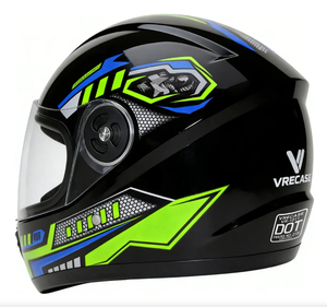 Casco de Motocicleta Vrecase con Certificación Dot, Verde y Negro, Visera HD, Protector, Diseño Mecánico de Segunda Generación - Product Image 5