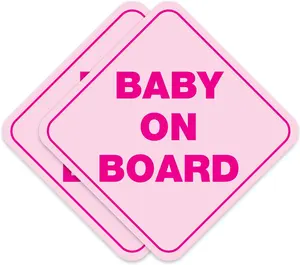 Adesivi di sicurezza per bambini per bambine rimovibili, Non magnetici per auto e finestre-Baby Pink (2 decalcomanie in vinile)