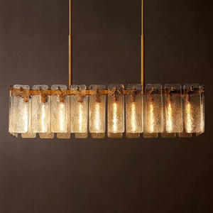 Lustre en verre doré haut de gamme de 60 pouces avec lumières LED blanc chaud 220V pour salon moderne, restaurant et salle à manger d'hôtel - Product Image 1