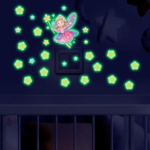 Autocollant décoratif lumineux fluorescent de dessin animé personnalisé, autocollant magique d'étoile d'elfe auto-adhésif, autocollants lumineux pour <span class=keywords><strong>chambre</strong></span> à coucher, salon - Product Image 1