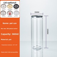 Bouteille/Canette jetable transparente en PET avec couvercle pour jus de prune acidulée, mangue, pomelo, sago et thé au lait tendance