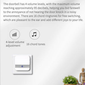 جرس باب لاسلكي مع جهاز إنذار عالي عالي المدى IP44 مضاد للماء جهاز إرسال 1 2 رنين للمنزل والشقة جهاز تحكم عن بعد للمكتب - Product Image 4