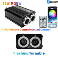 Kit de plafonnier Starlight 32W RGBW LED à fibres optiques scintillantes 12V-24V avec télécommande musicale pour l'éclairage d'ambiance intérieur de voiture et camion