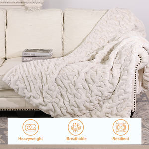 Dikdörtgen Suni Kürk Battaniye Rahat Lora Çift Taraflı Büzgülü Suni Tavşan Kürkü Battaniye Ev Otel İçin - Product Image 1