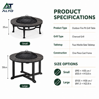 Ensemble de mobilier de jardin en fer pour terrasse et villa, comprenant barbecue au bioéthanol, table brasero et chaises, vente en gros