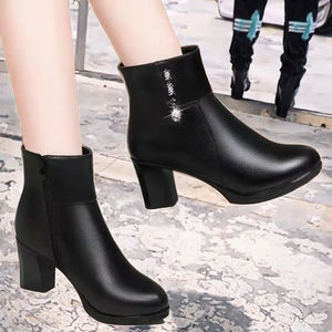 Women's Ankle <b>Boots</b> Pointed Toe High Heels Western Style Customizable <b>Soft</b> PU Upper Cotton Lining EVA Insole Rubber Outsole - Product Image 3