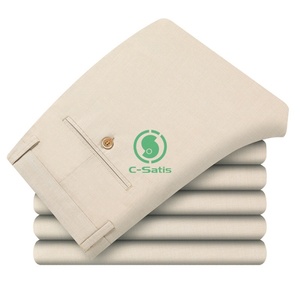 Pantalons en <span class=keywords><strong>lin</strong></span> pour hommes OEM pantalons décontractés haut de gamme pantalons Chino d'affaires légers en soie de glace d'été droits et amples hommes - Product Image 1