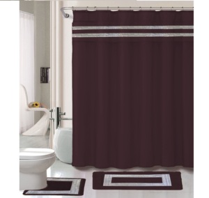 Ensemble <span class=keywords><strong>de</strong></span> <span class=keywords><strong>tapis</strong></span> <span class=keywords><strong>de</strong></span> <span class=keywords><strong>bain</strong></span> 15 pièces, bordé <span class=keywords><strong>de</strong></span> paillettes, ensemble <span class=keywords><strong>de</strong></span> <span class=keywords><strong>salle</strong></span> <span class=keywords><strong>de</strong></span> <span class=keywords><strong>bain</strong></span> en tissu, rideau <span class=keywords><strong>de</strong></span> douche, <span class=keywords><strong>tapis</strong></span> et ensemble <span class=keywords><strong>de</strong></span> contour avec crochets en métal - Product Image 4