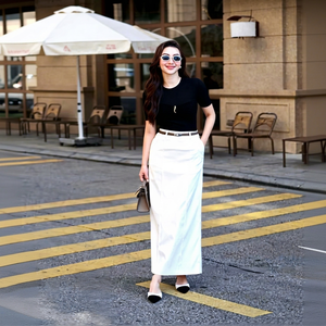 CV941 Trendy <b>White</b> High Waisted Ankle Length Pencil <b>Skirt</b> Side Slit Commuter <b>Skirt</b> Fast Shipping - Product Image 1