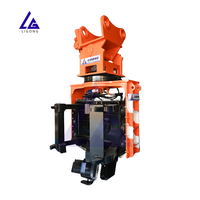 LIGONG Excavadora de 20-30 Toneladas, Martillo Vibratorio Montado Lateralmente, Brazos de Sujeción para Hincado de Pilotes, Accesorio de Sujeción Lateral de Rotación Completa, Motor de 12m
