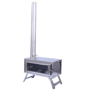 Four <span class=keywords><strong>de</strong></span> tente portable randonnée en plein air poêle à bois entièrement démonté pour chauffer four <span class=keywords><strong>de</strong></span> Camping en acier inoxydable avec cheminée - Product Image 1