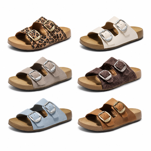 2026 New Fashion Women <b>Flat</b> <b>Sandals</b> PU Upper Rubber Midsole Buckle Strap Open Toe Casual Slippers - Product Image 1