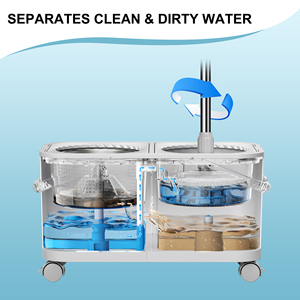 Cleaning Round <strong>Mop</strong> <strong>and</strong> <strong>Bucket</strong> with Wheel Set Separate Clean <strong>and</strong> Dirty Water Floor Wringing <strong>Spin</strong> 360 Rotating <strong>Mop</strong> <strong>and</strong> <strong>Bucket</strong> Set - Product Image 3