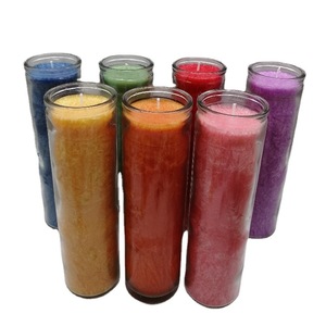 7-tägige hand gegossene Kirchen gebets kerzen in Glasglas Soja Bienenwachs Paraffin für Feiertage-Weihnachten Halloween Diwali - Product Image 1