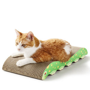 2-em-1 Sustentável Cat <span class=keywords><strong>Scratcher</strong></span> e Brinquedo Reversível Forma de Onda Papelão Papel Post para Gato Escalada <span class=keywords><strong>Pet</strong></span> Brinquedos - Product Image 1