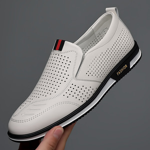 รองเท้าหนังผู้ชายแบบสวม ระบายอากาศได้ดี สีขาว สไตล์ลำลอง สำหรับฤดูร้อน ผลิตที่เวินโจว เจ้อเจียง - Product Image 1