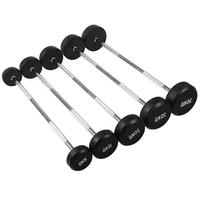 Équipement de fitness personnalisé en gros barre fixe droite et ensemble d'haltères en caoutchouc EZ Curl avec KG LB