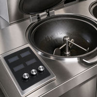 Machine à frire à gaz double tête avec rouleaux, cuisinière wok automatique en acier inoxydable, équipement de cuisson professionnel pour restaurant