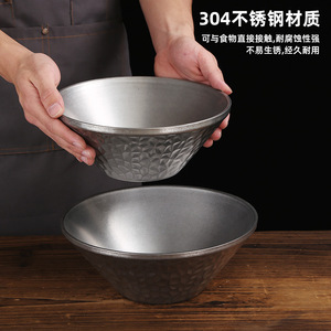 304 Stainless Steel Salad Bowl Thick Hammered V Shaped Bowl For Party Dessert Ice Noodle - Product Image 4