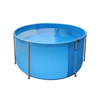 Bassin à poissons rond en toile transparente simple face avec cadre en acier inoxydable pour jardin, bassin à poissons koï pliable multifonctionnel