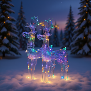 Lumières de Noël en acrylique en forme de rennes, LED multicolores, décoration de Noël, extérieur, lot de 2, IP54, 110V - Product Image 2