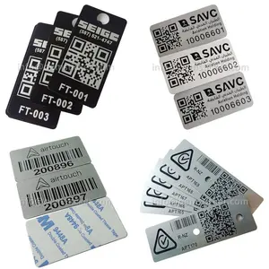 Metal Serial Number Equipment Nameplate Laser Marked QR Code Tracking Label Sequential Barcode Aluminium Asset Inventory ID Tags