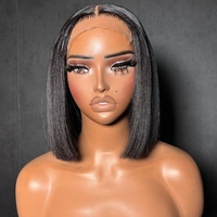 Perruques courtes bob en cheveux humains 100% vierges avec cuticules alignées, perruques frontales en dentelle sans colle pré-épilées pour femme