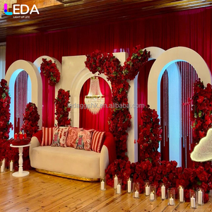 LEDA Wedding Stage Decoration Custom Modern <b>White</b> <b>Acrylic</b> Five-piece Set Hanging Flower Backdrop - Product Image 2