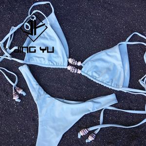 Trajes de Baño de Nailon Ecológicos de Alta Calidad con Accesorios de Concha Texturizados Personalizados de Fábrica - Product Image 3