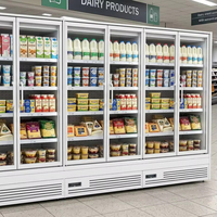 Réfrigérateur vitrine vertical à 2 portes en verre pour supermarché, boissons et aliments