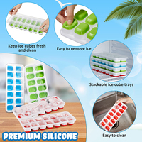 Bac à glaçons en TPR souple écologique avec couvercle transparent, qualité alimentaire, démoulage facile, pour la préparation de glaces et de repas pour bébés, moules à glace