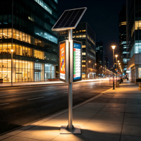 Señalización Digital Inteligente para Paradas de Autobús, Montada en Poste Vertical, Panel Solar, Pantalla LCD para Publicidad Exterior, Resistente a la Intemperie IP65