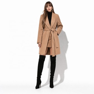 <span class=keywords><strong>Manteau</strong></span> en laine pour femme - Élégant <span class=keywords><strong>manteau</strong></span> portefeuille camel ceinturé avec col châle, veste d'hiver ajustée pour le bureau - Logo personnalisé - Product Image 1