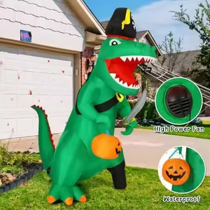 Décorations gonflables d'Halloween personnalisées en PVC de 7 pieds pour l'extérieur, thèmes pirate, dinosaure, citrouille, avec LED intégrées, vente en gros - Product Image 1