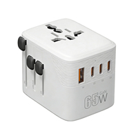 Adaptateur de chargeur de voyage universel 65W avec USB-A et Type-C, charge rapide mondiale pour téléphones