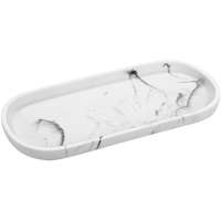 Blanc poli résine marbre salle de bain vanité plateau de luxe ovale servant plateaux de rangement pour la décoration intérieure parfum bijoux commode