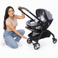 Système de voyage pliable 3-en-1 Kidilo en alliage d'aluminium avec siège auto pour bébé, capacité de charge de 15 kg, poussette pour bébé de 0 à 6 mois