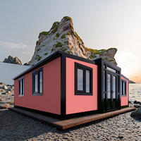 Maison préfabriquée Maisons modulaires de 2 chambres à coucher Kits de cabane en rondins à toit triangulaire Maison préfabriquée dominicaine extensible mobile