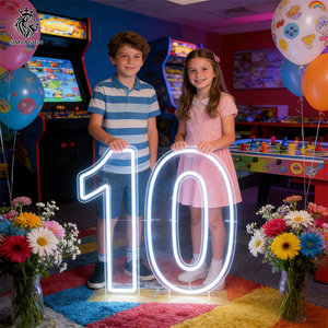 Numéros LED néon en acrylique de 2 et 3 pieds, Décoration d'anniversaire 10 ans, Enseigne néon pour décorations de fêtes d'anniversaire 18, 2, 15, 21, 10 ans - Product Image 2