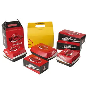 Großhandel Biologisch abbaubare Take Away Food Boxen Kraft papier Hamburger Boxen für Brathähnchen