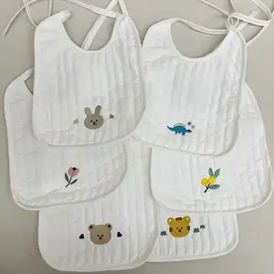 INS Baby Bib Với Cartoon Animal Cotton Thêu Muslin 2 Lớp Vải Ợ & Thấm Cho Trẻ Sơ Sinh Và Trẻ Mới Biết Đi
