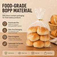 Sacs plats transparents en cellophane pour friandises avec attaches torsadées, sacs d'emballage pour pain en BOPP transparent imprimés sur mesure, vente en gros