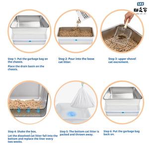 Bac à litière double couche en acier inoxydable-Tamisage et filtrage pour des soins plus propres et hygiéniques pour les animaux domestiques - Product Image 6