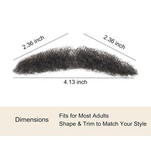 Peluca de cabello humano negro realista, <span class=keywords><strong>bigote</strong></span> falso de encaje Invisible grueso y barba para Cosplay, disfraces de Halloween, fiestas temáticas - Product Image 5