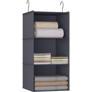 3-Tier Hanging Closet Organizer with 2 Sturdy <b>Hooks</b> Multifunctional Wardrobe Storage Shelf for Clothes, Coats <b>Shoes</b> Accessories - Product Image 1