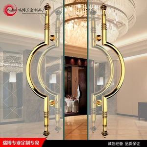 Manija de puerta de vidrio de acero inoxidable, elegante, circular, dorada, grande, alta gama - Product Image 2