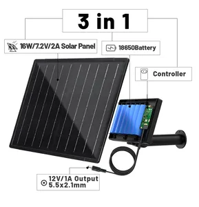 Panel Solar Batería Integrada Para Luz Exterior 18000mAh 16w DC Tipo C 12V Salida Exterior Impermeable