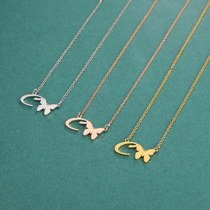 Collar de Cadena con Letras, Collar de Mariposa de Alta Calidad, Elija Letras de la A a la Z, Collares FBKR02 - Product Image 3